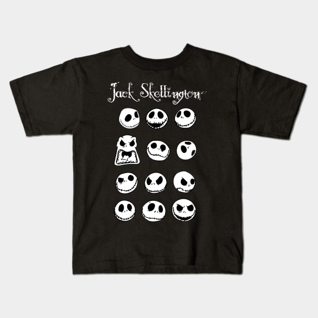 Jack Skeleton Face Moods Funny Kids T-Shirt by Prolifictees